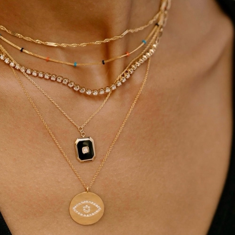 Eliza Page 14k Yellow Gold Saturn Station Necklace